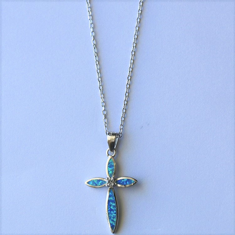 Opal Crucifix Necklace - D Goldline